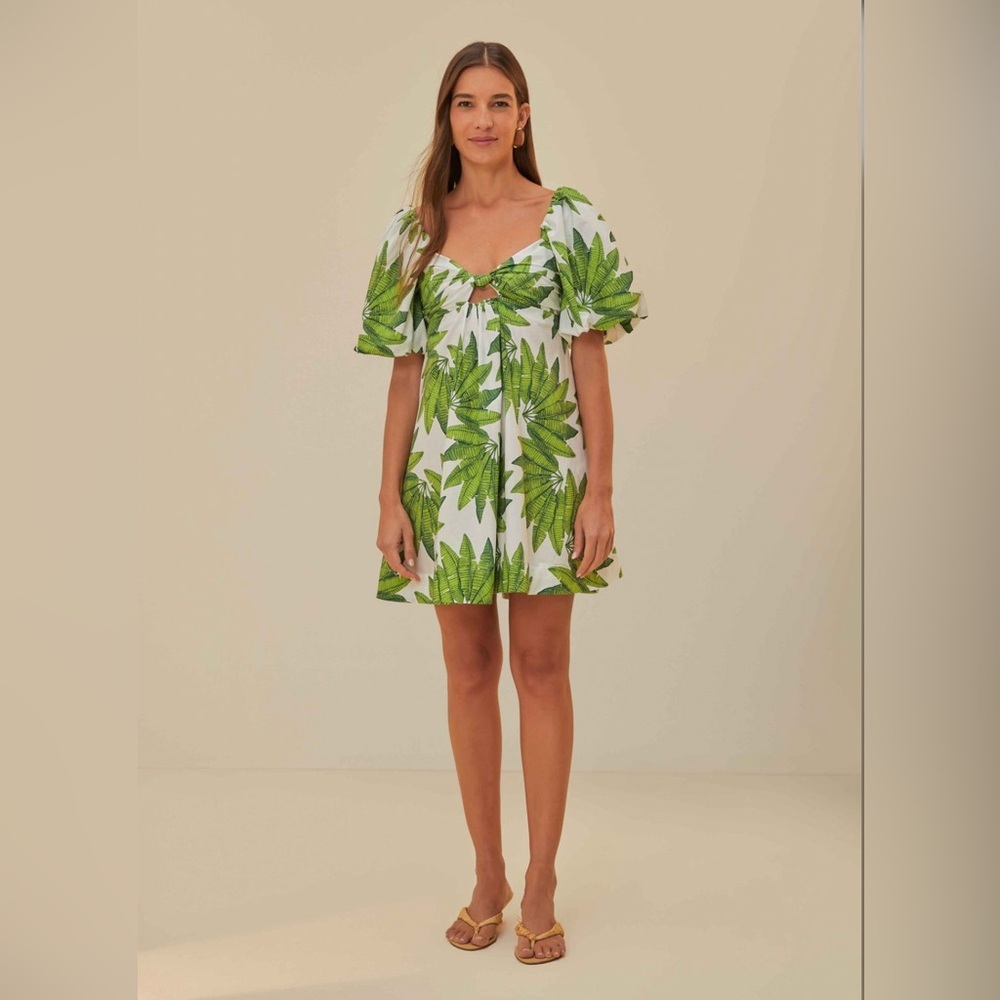 Farm Rio Off-White Palms Fan Mini Dress - Picture 2 of 7